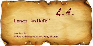 Lencz Anikó névjegykártya